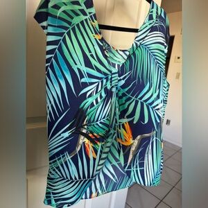 Express Blue and Green Patterned Top
